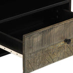 Mobile Porta TV Nero 80x33x46 cm in Legno Massello di Mango