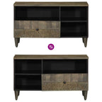 Mobile Porta TV Nero 80x33x46 cm in Legno Massello di Mango