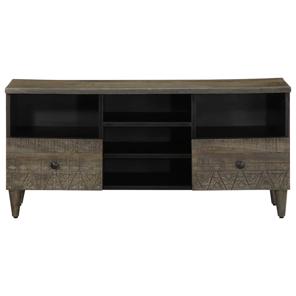 Mobile Porta TV Nero 100x33x46 cm in Legno Massello di Mango