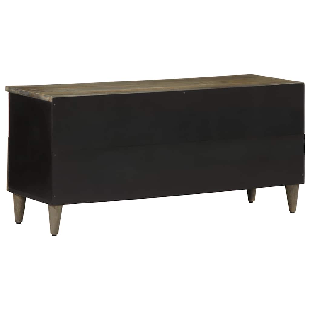 Mobile Porta TV Nero 100x33x46 cm in Legno Massello di Mango