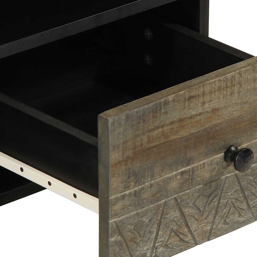 Mobile Porta TV Nero 100x33x46 cm in Legno Massello di Mango