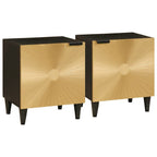 Armadio da Notte 2 pcs Nero e Oro 40 x 33 x 46 cm