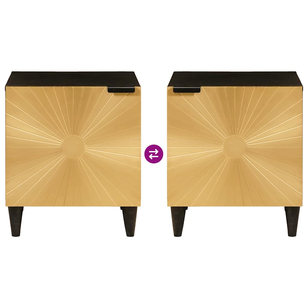 Armadio da Notte 2 pcs Nero e Oro 40 x 33 x 46 cm