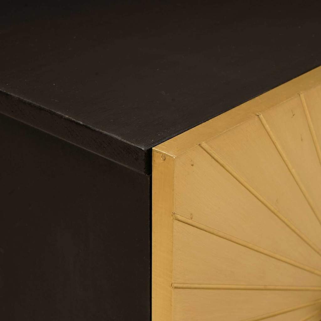 Armadio da Notte 2 pcs Nero e Oro 40 x 33 x 46 cm