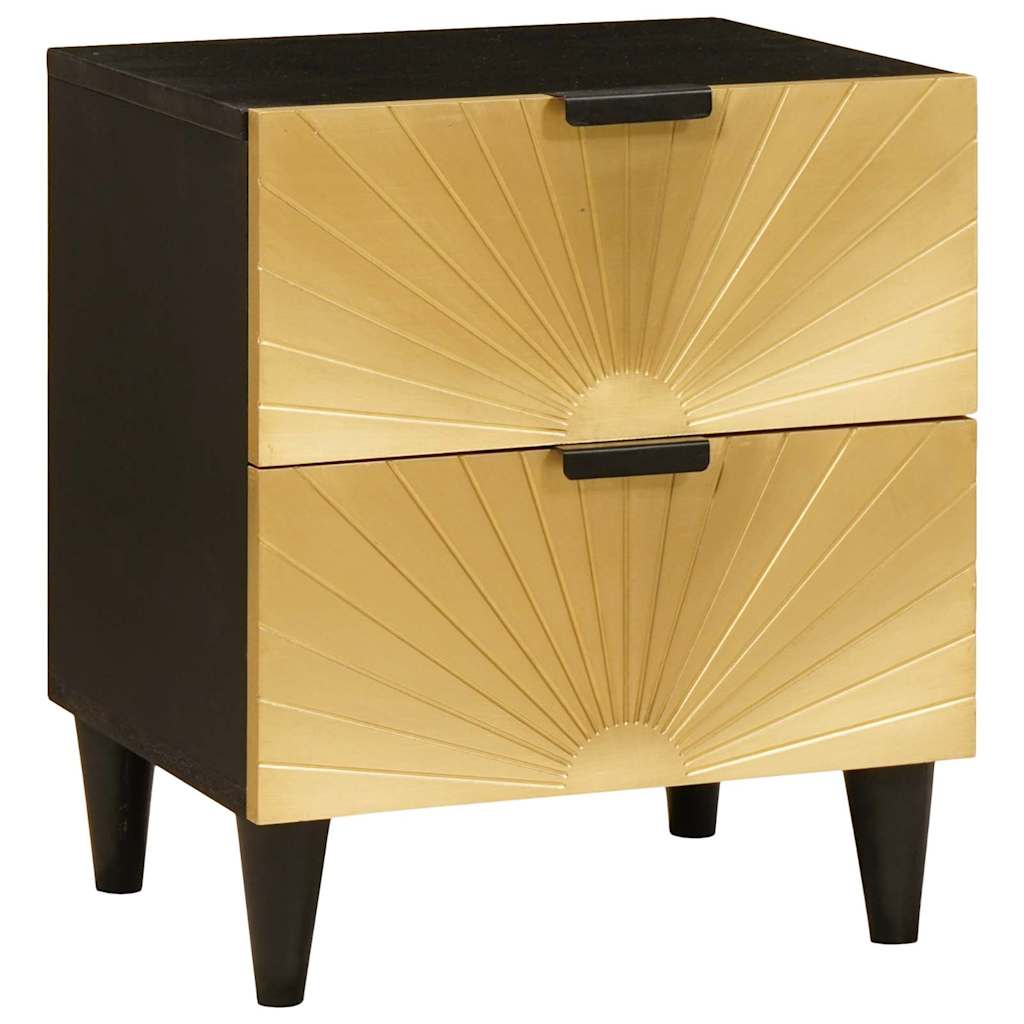 Armadio da Notte 2 pcs Nero e Oro 40 x 33 x 46 cm