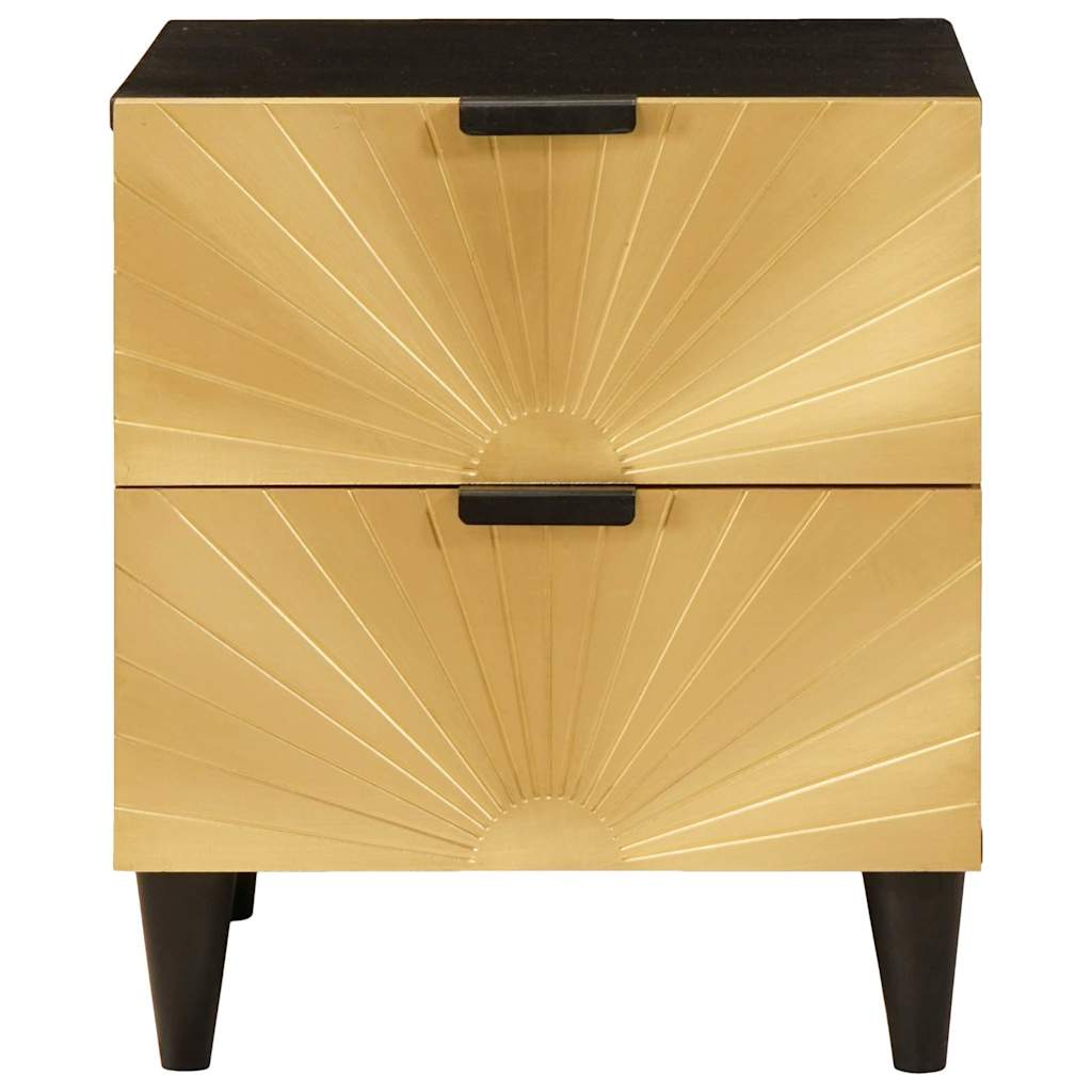 Armadio da Notte 2 pcs Nero e Oro 40 x 33 x 46 cm
