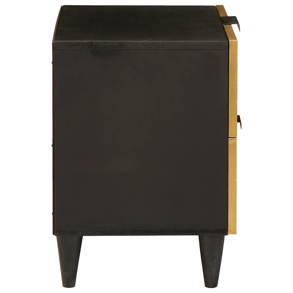 Armadio da Notte 2 pcs Nero e Oro 40 x 33 x 46 cm