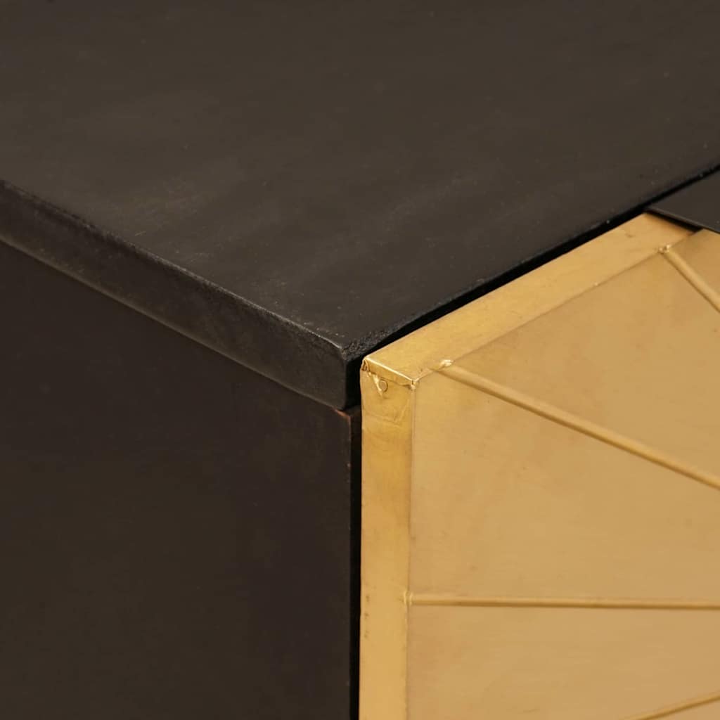 Credenza Nero e Oro 60 x 33 x 75 cm Legno di mango massello