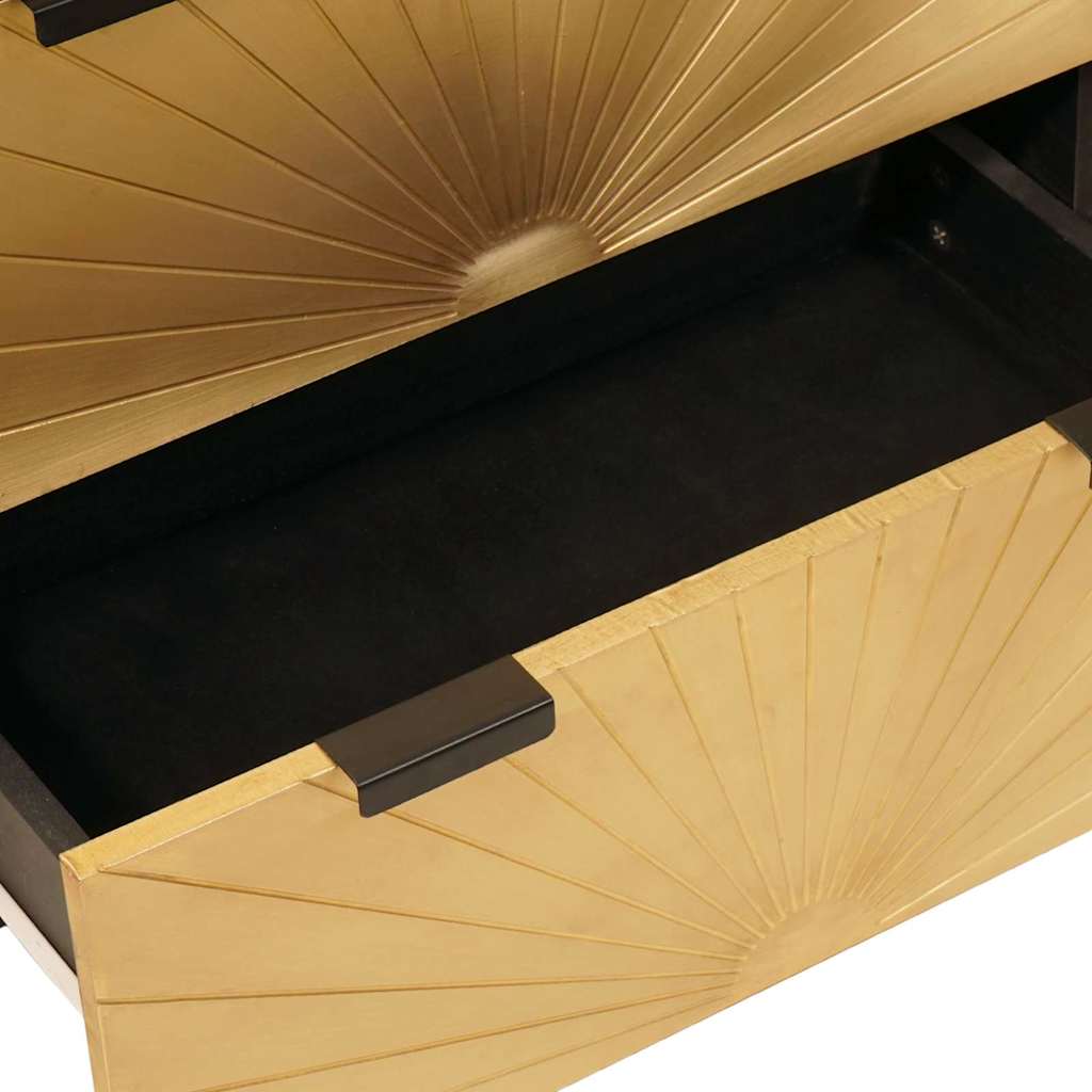 Credenza Nero e Oro 60 x 33 x 75 cm Legno di mango massello