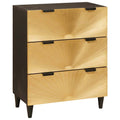 Credenza Nero e Oro 60 x 33 x 75 cm Legno di mango massello