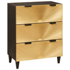 Credenza Nero e Oro 60 x 33 x 75 cm Legno di mango massello