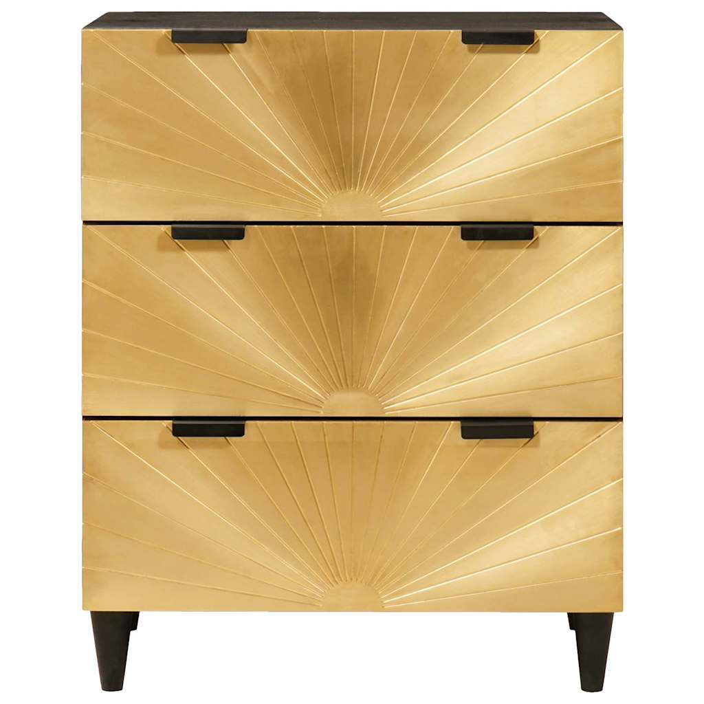 Credenza Nero e Oro 60 x 33 x 75 cm Legno di mango massello