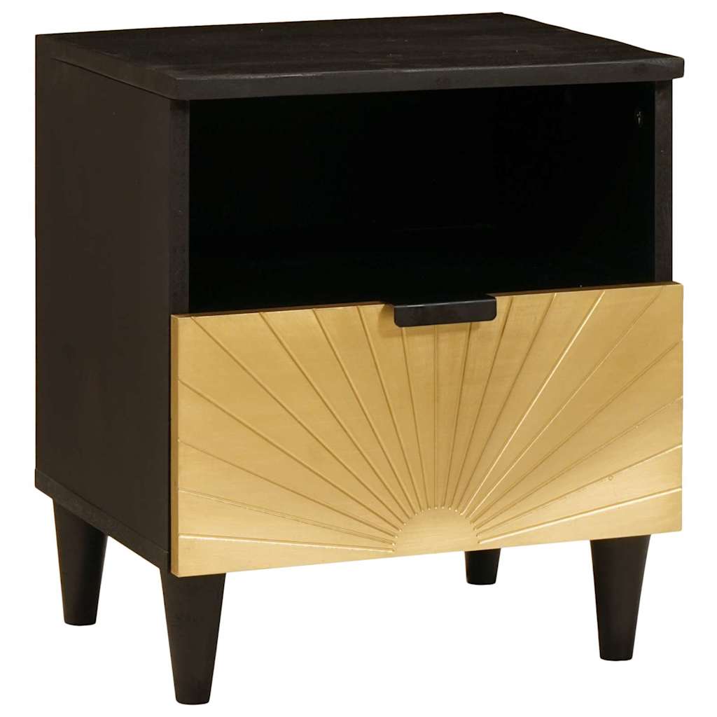 Armadio da Notte Nero e Oro 40 x 33 x 46 cm