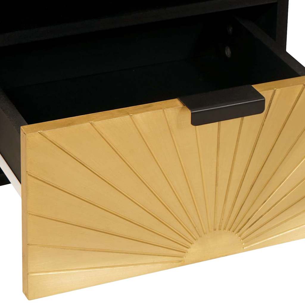 Armadio da Notte 2 pcs Nero e Oro 40 x 33 x 46 cm