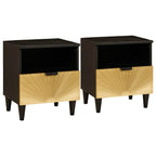 Armadio da Notte 2 pcs Nero e Oro 40 x 33 x 46 cm