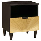 Armadio da Notte 2 pcs Nero e Oro 40 x 33 x 46 cm