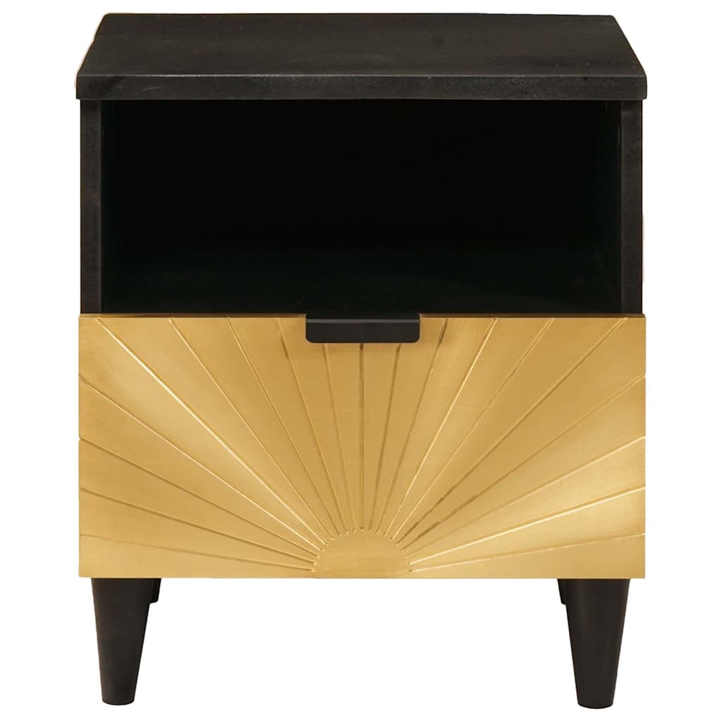 Armadio da Notte 2 pcs Nero e Oro 40 x 33 x 46 cm