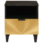 Armadio da Notte 2 pcs Nero e Oro 40 x 33 x 46 cm
