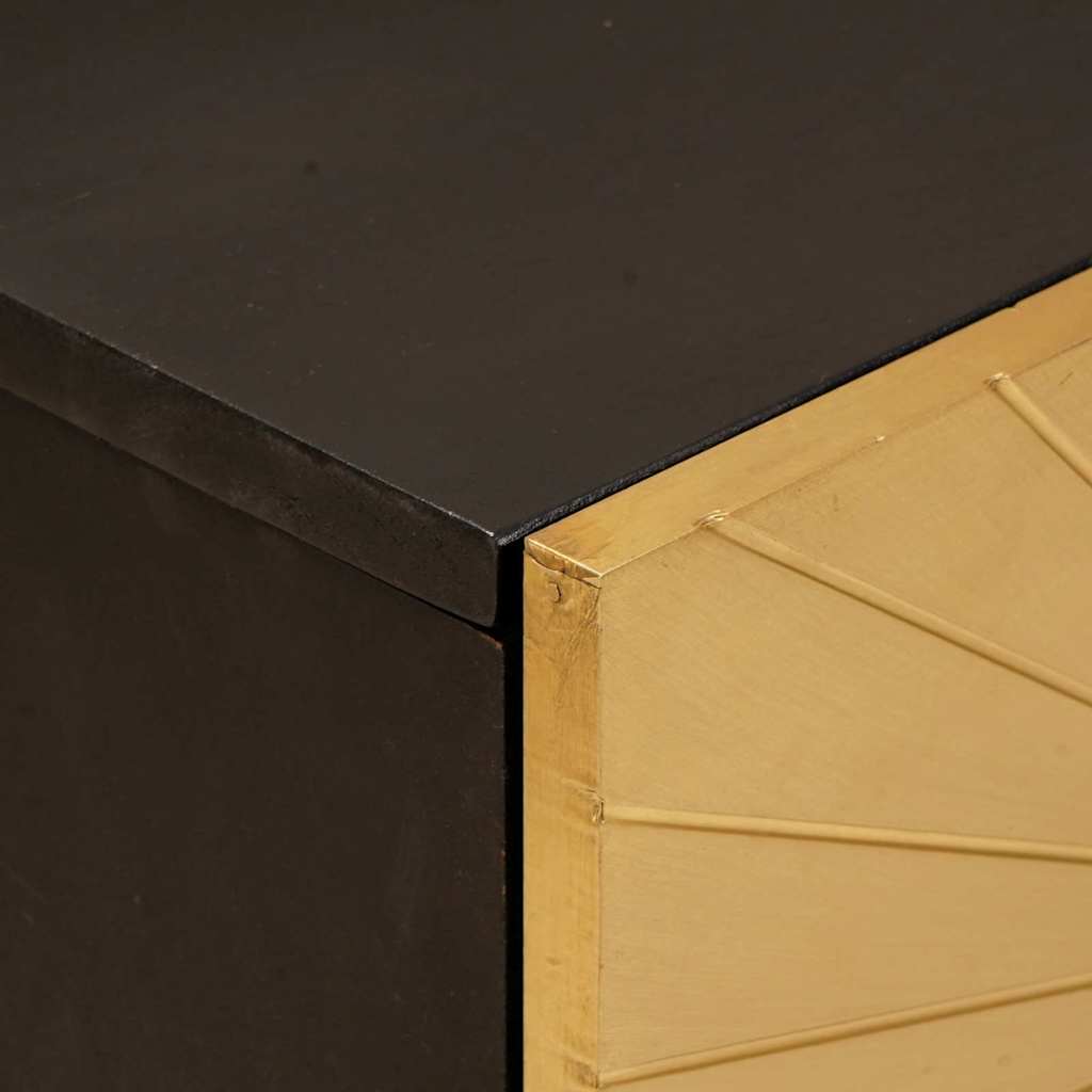 Comodino Nero e Oro 50 x 33 x 60 cm Legno ingegnerizzato