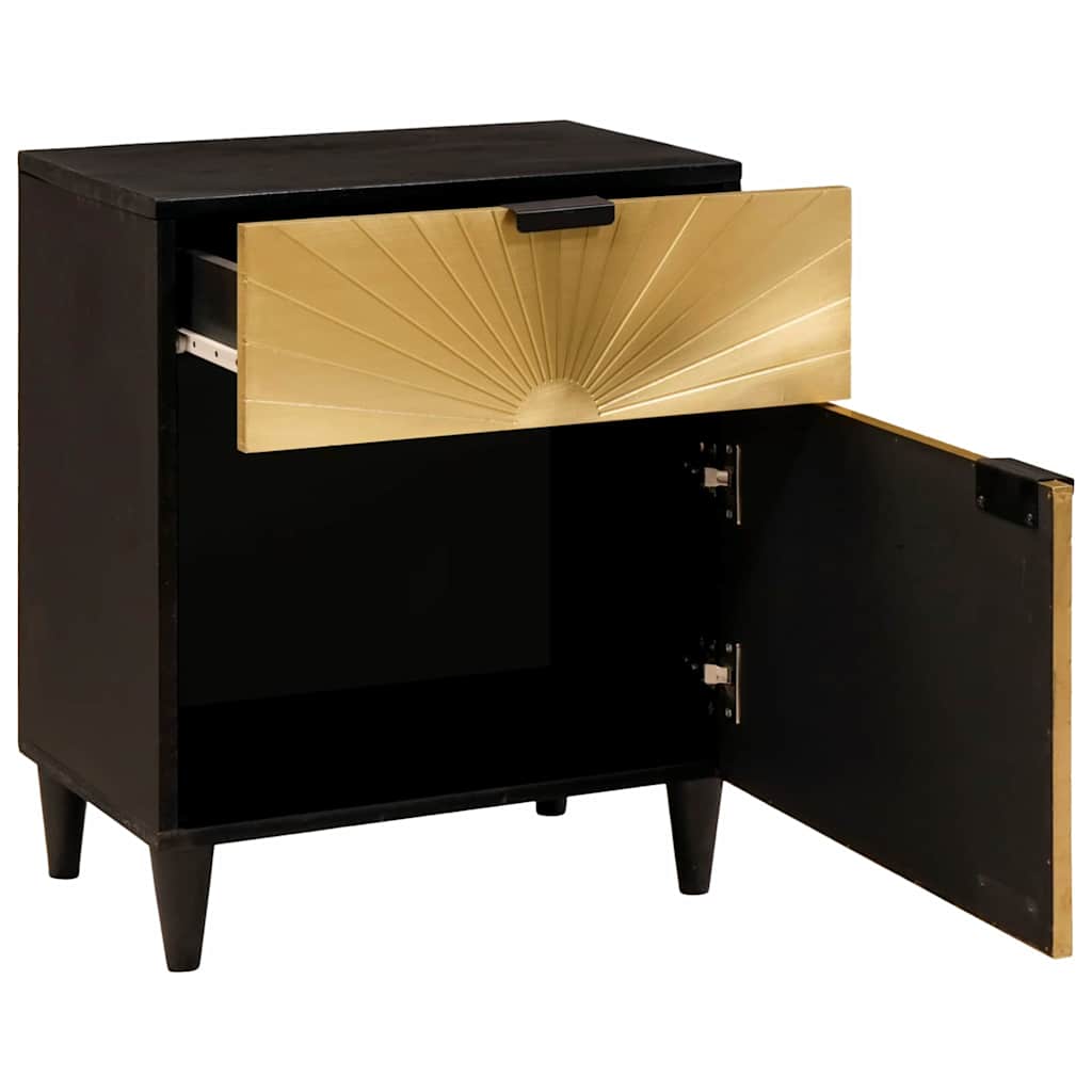Comodino Nero e Oro 50 x 33 x 60 cm Legno ingegnerizzato
