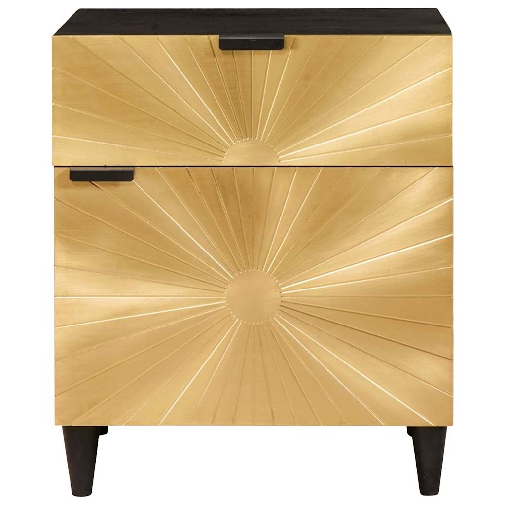 Comodino Nero e Oro 50 x 33 x 60 cm Legno ingegnerizzato