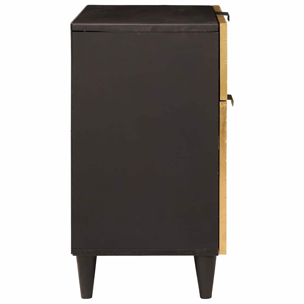 Comodino Nero e Oro 50 x 33 x 60 cm Legno ingegnerizzato