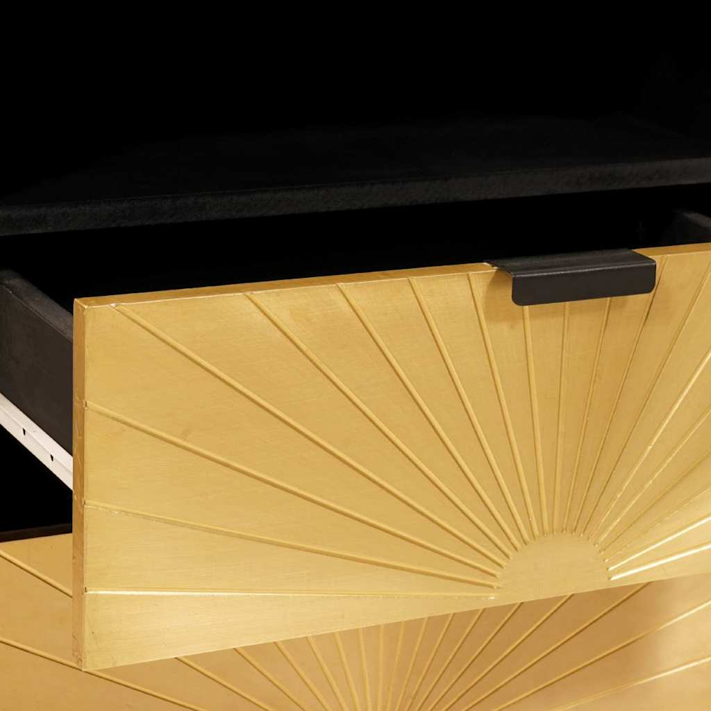 Comodino Nero e Oro 50 x 33 x 62 cm Legno ingegnerizzato