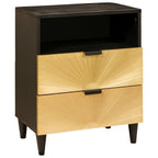 Comodino Nero e Oro 50 x 33 x 62 cm Legno ingegnerizzato