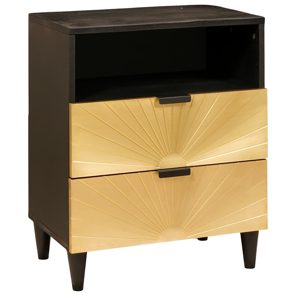 Comodino Nero e Oro 50 x 33 x 62 cm Legno ingegnerizzato