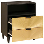 Comodino Nero e Oro 50 x 33 x 62 cm Legno ingegnerizzato