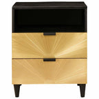Comodino Nero e Oro 50 x 33 x 62 cm Legno ingegnerizzato