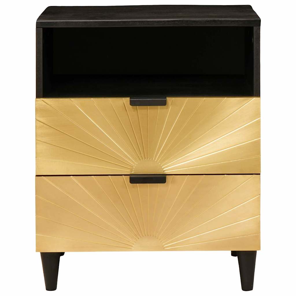 Comodino Nero e Oro 50 x 33 x 62 cm Legno ingegnerizzato