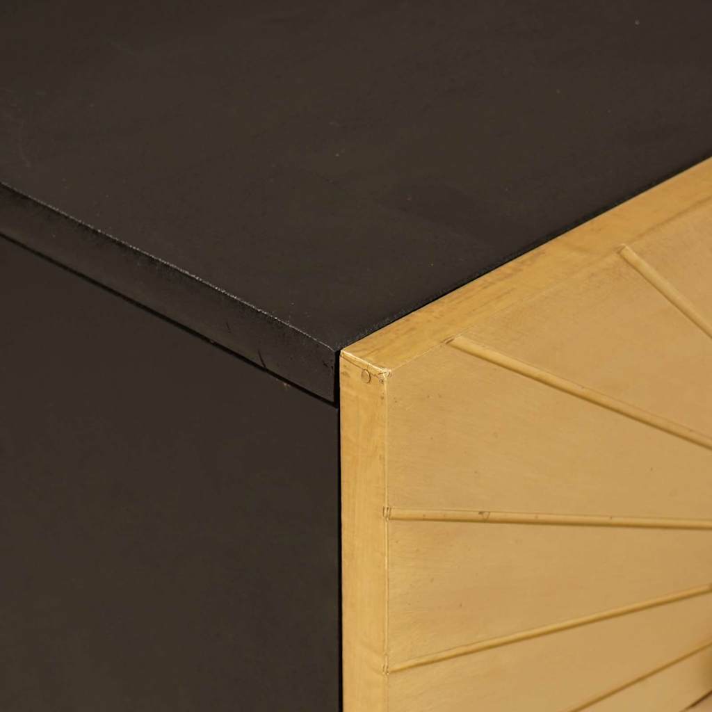 Comodino Nero e Oro 50 x 33 x 60 cm Legno ingegnerizzato