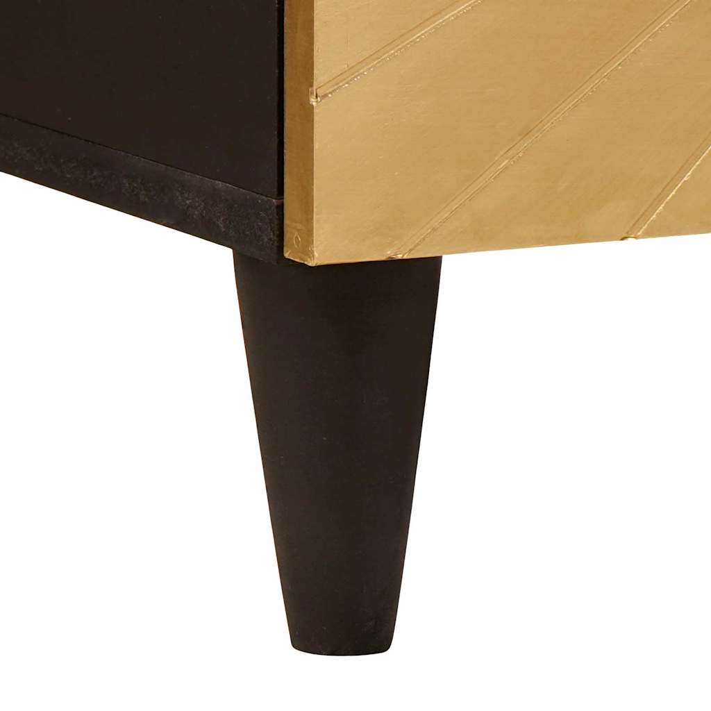 Comodino Nero e Oro 50 x 33 x 60 cm Legno ingegnerizzato