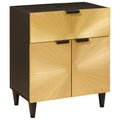 Comodino Nero e Oro 50 x 33 x 60 cm Legno ingegnerizzato