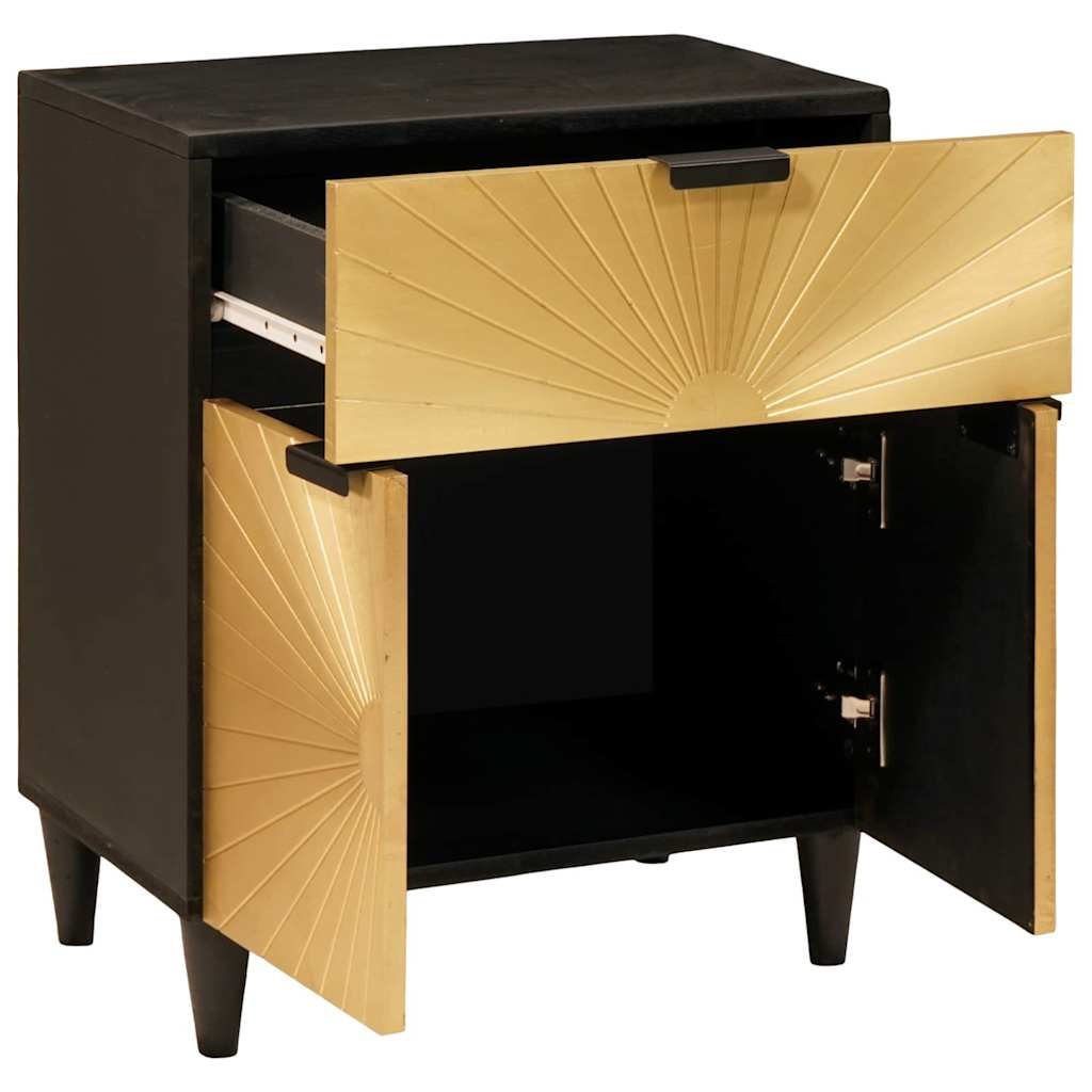Comodino Nero e Oro 50 x 33 x 60 cm Legno ingegnerizzato