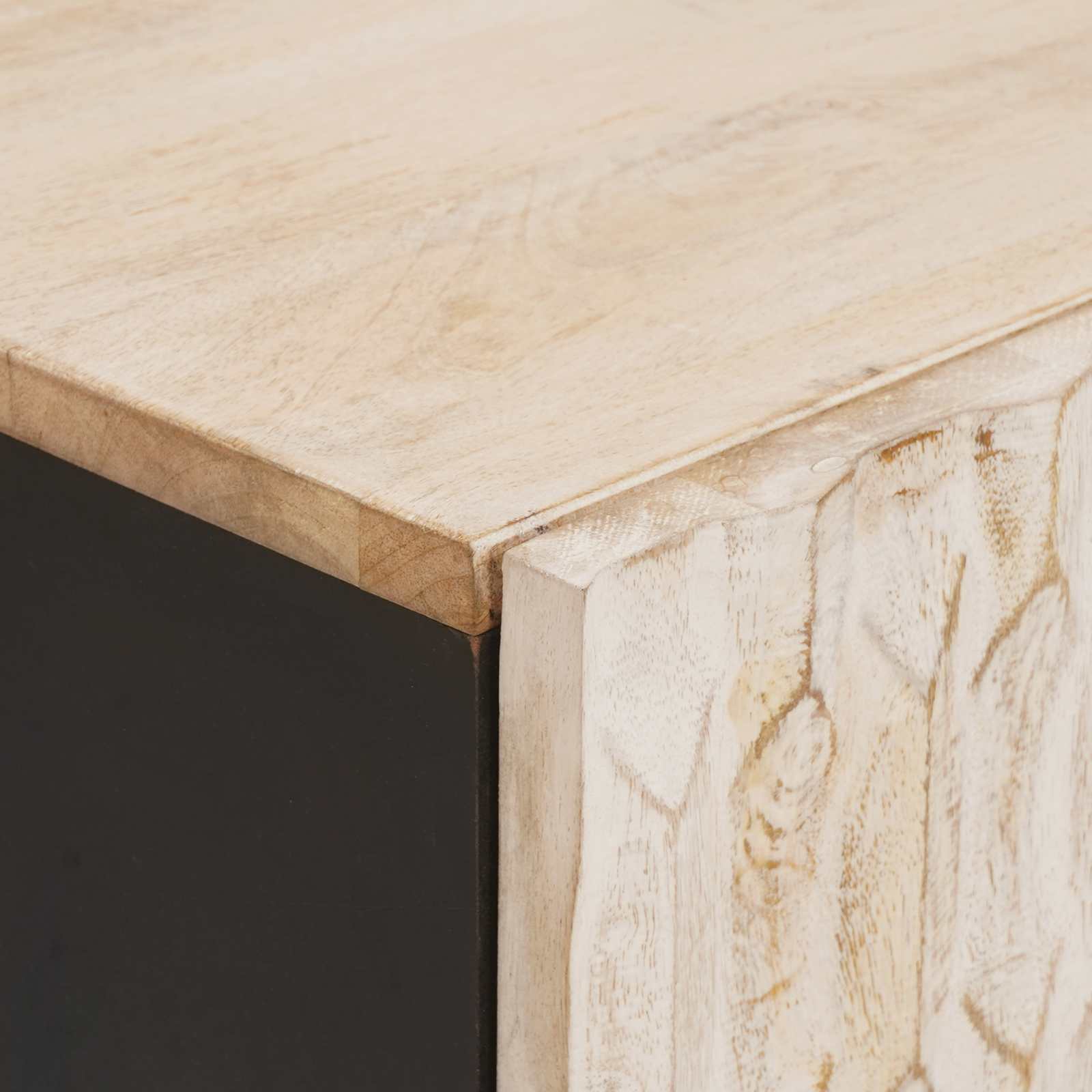 Armadio da Notte Bianco 40 x 33 x 46 cm Legno di mango massello