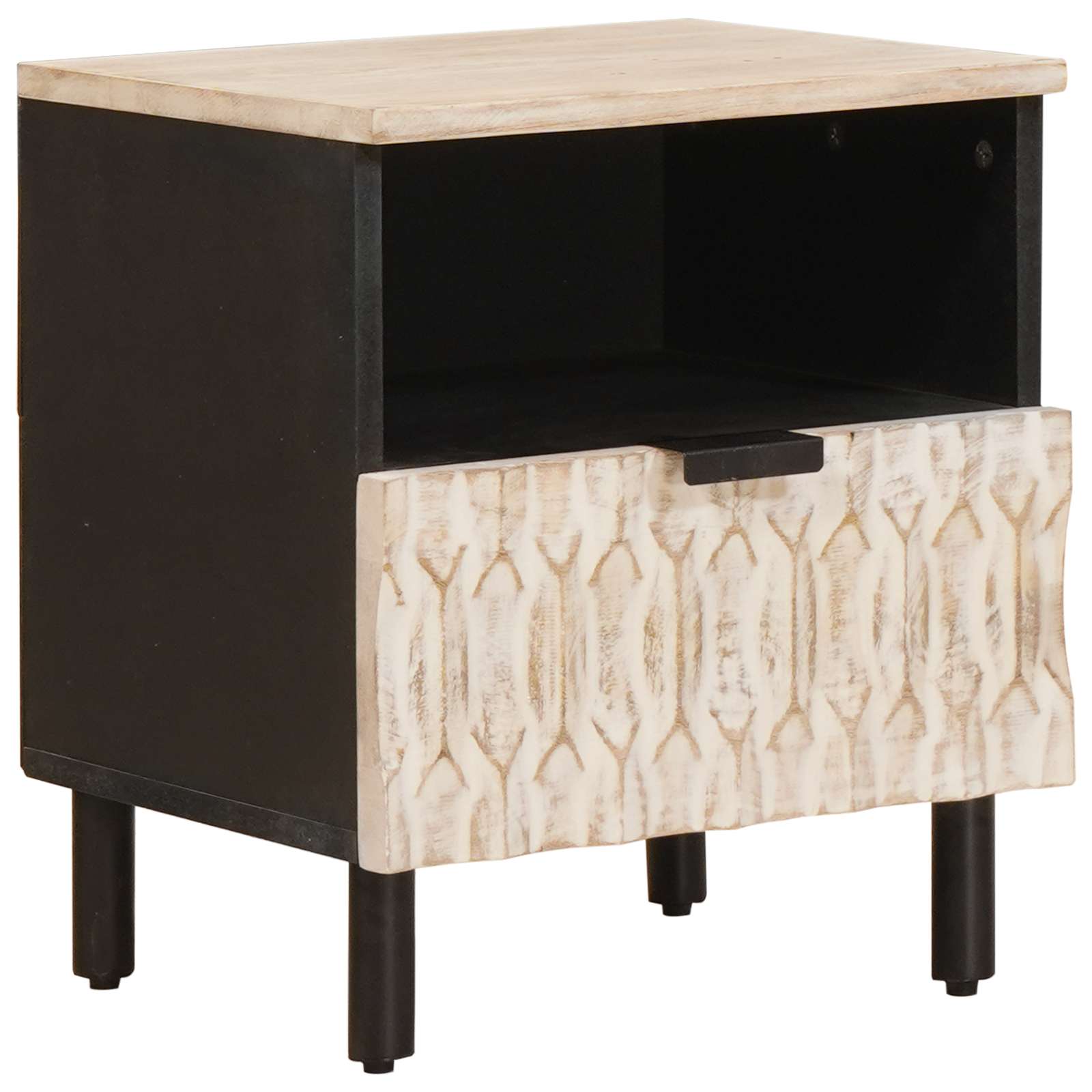 Armadio da Notte Bianco 40 x 33 x 46 cm Legno di mango massello