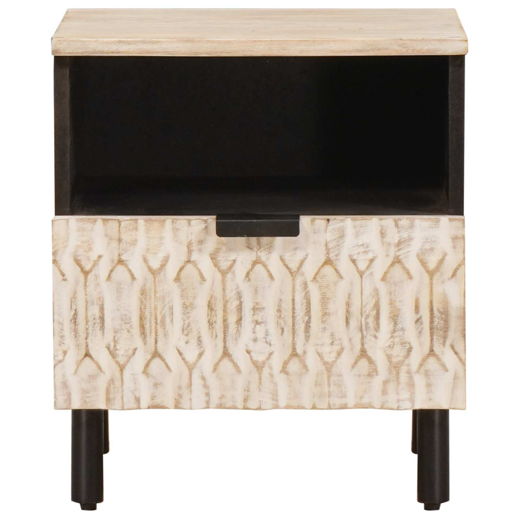 Armadio da Notte Bianco 40 x 33 x 46 cm Legno di mango massello