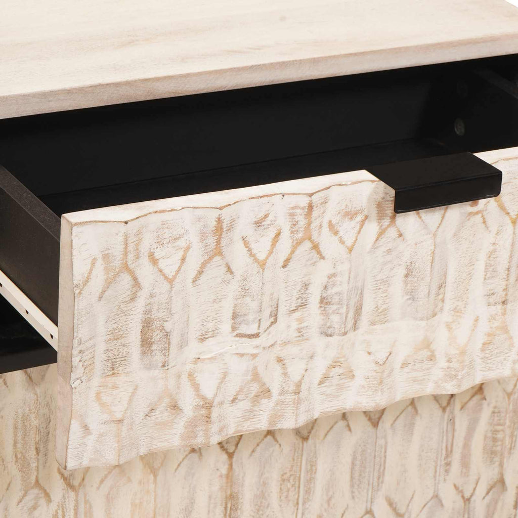 Armadio da Notte Bianco 50 x 33 x 60 cm Legno di mango massello