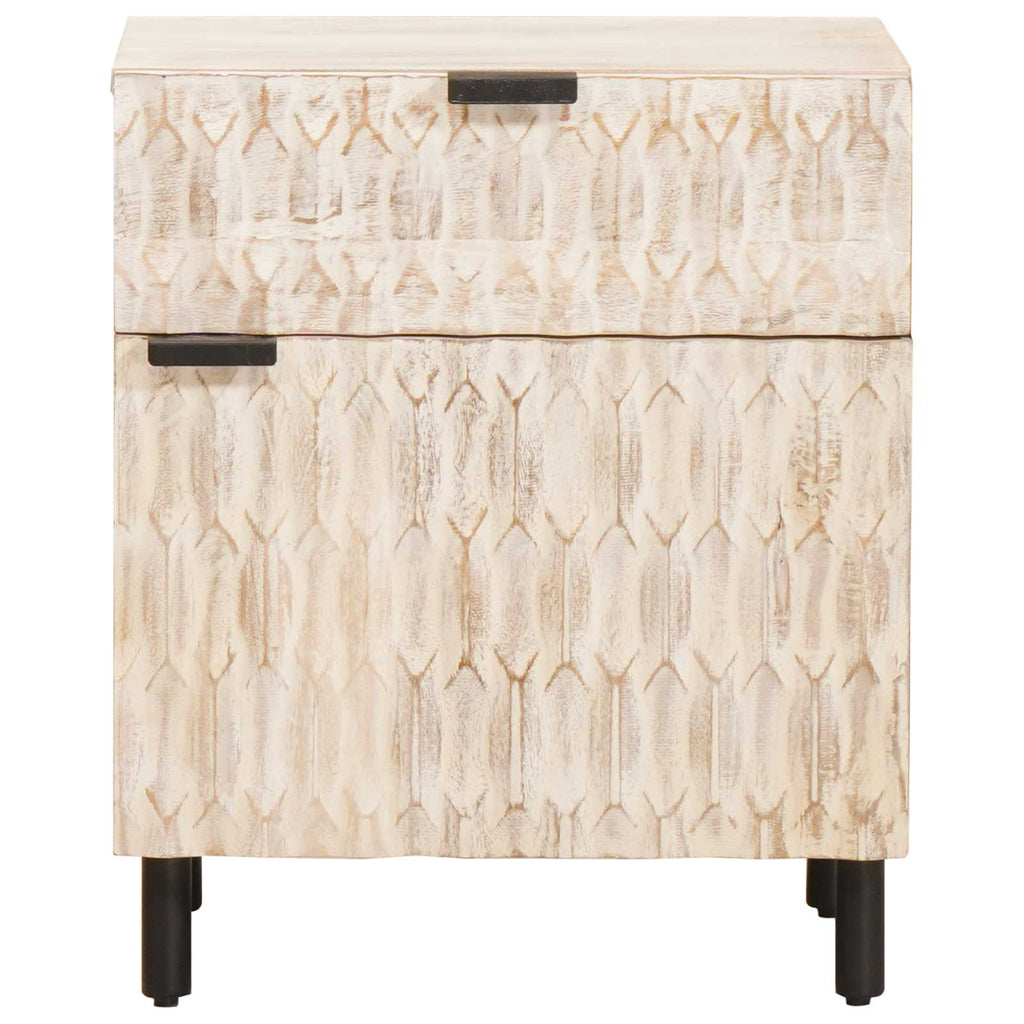 Armadio da Notte Bianco 50 x 33 x 60 cm Legno di mango massello