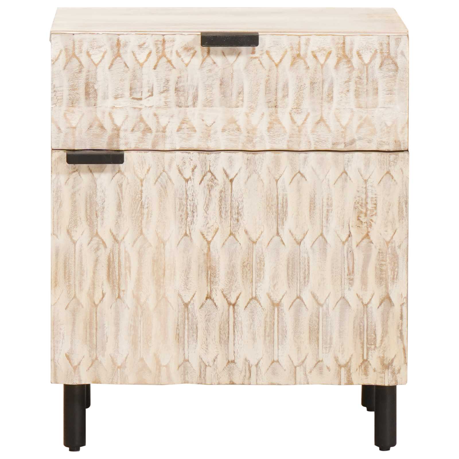 Armadio da Notte Bianco 50 x 33 x 60 cm Legno di mango massello