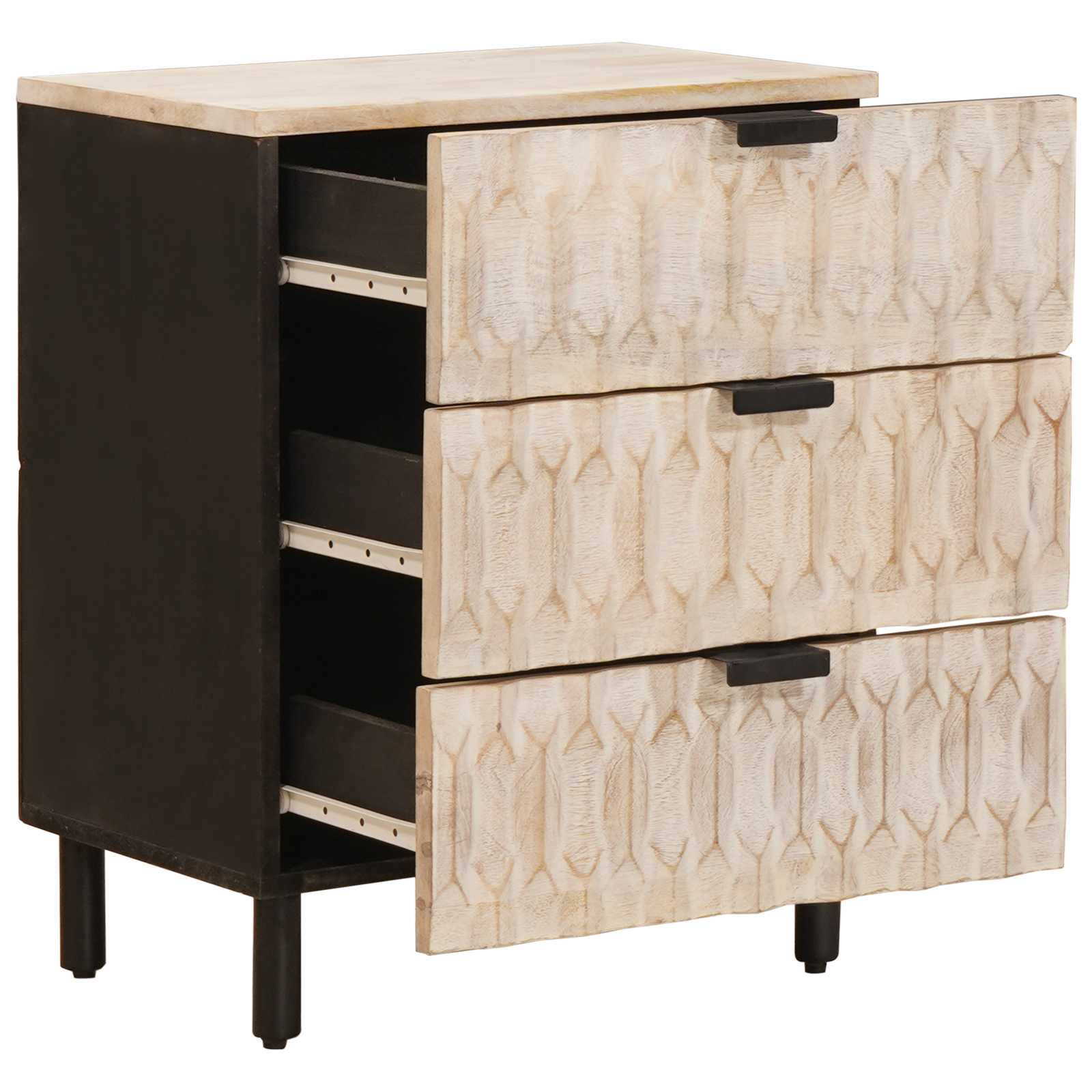 Armadio da Notte Bianco 50 x 33 x 62 cm Legno di mango massello