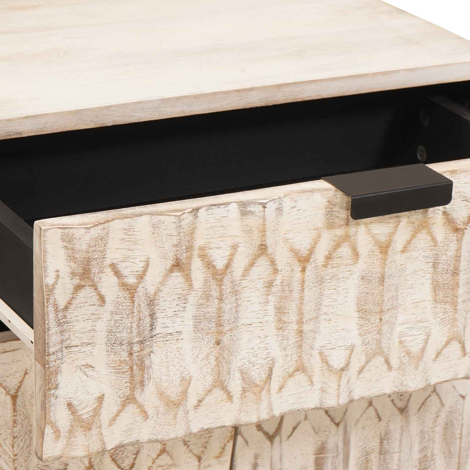 Armadio da Notte Bianco 50 x 33 x 60 cm Legno di mango massello