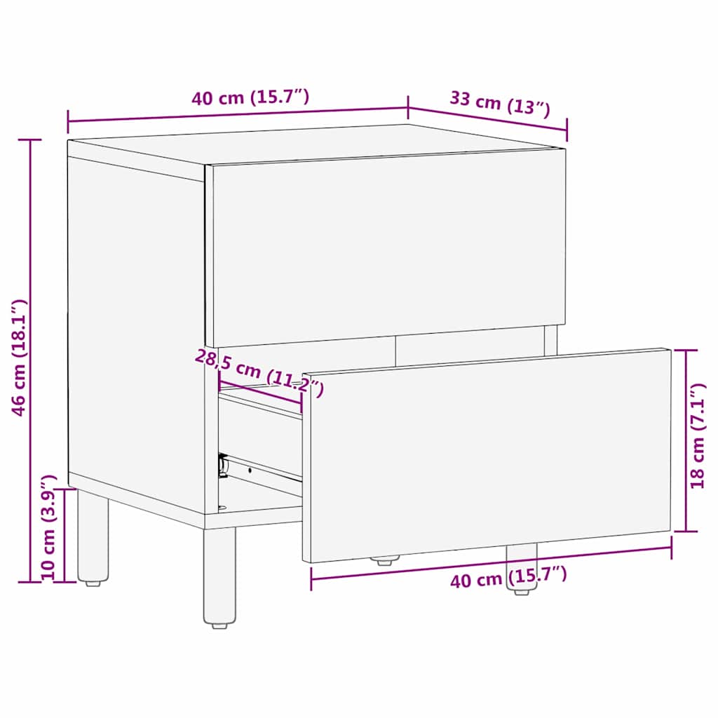 Armadio da Notte con cassetto Marrone 40 x 33 x 46 cm