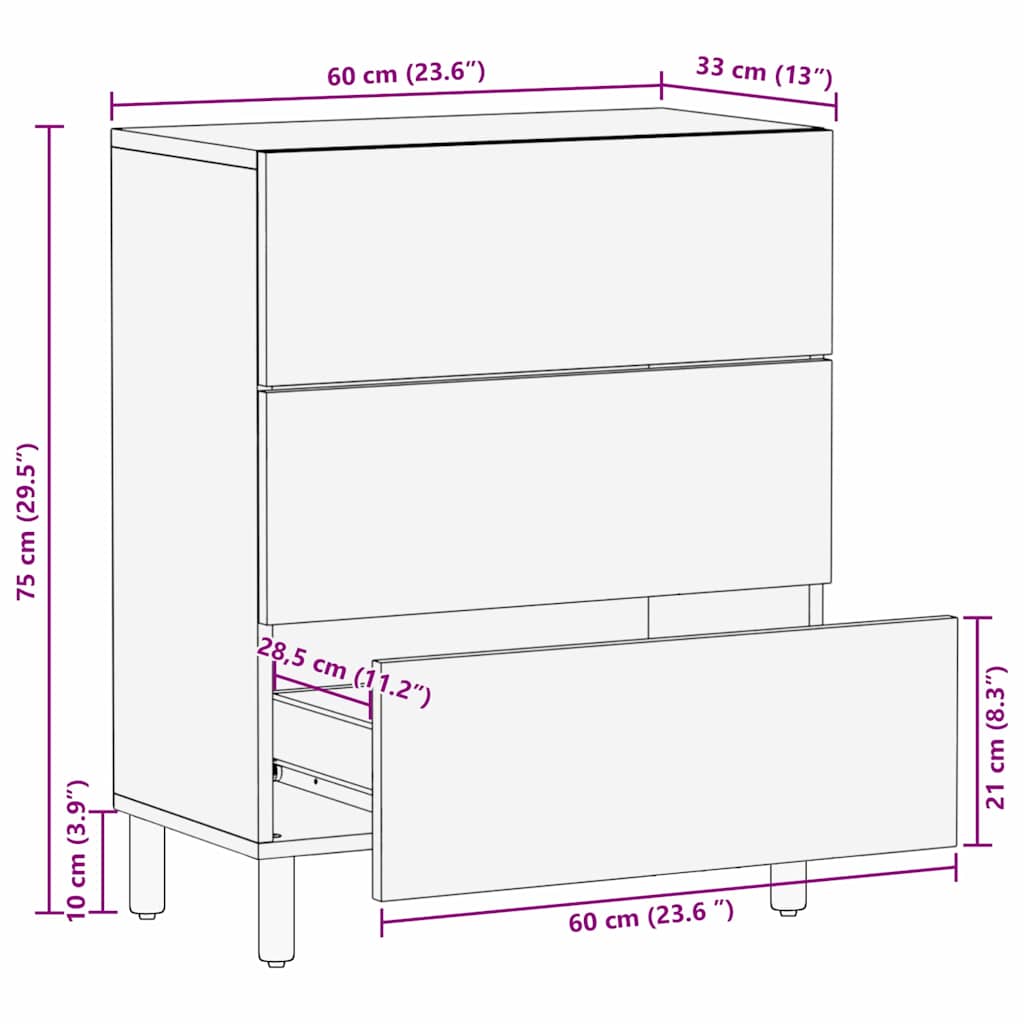 Credenza Finitura Marrone Acacia 60 x 33 x 75 cm