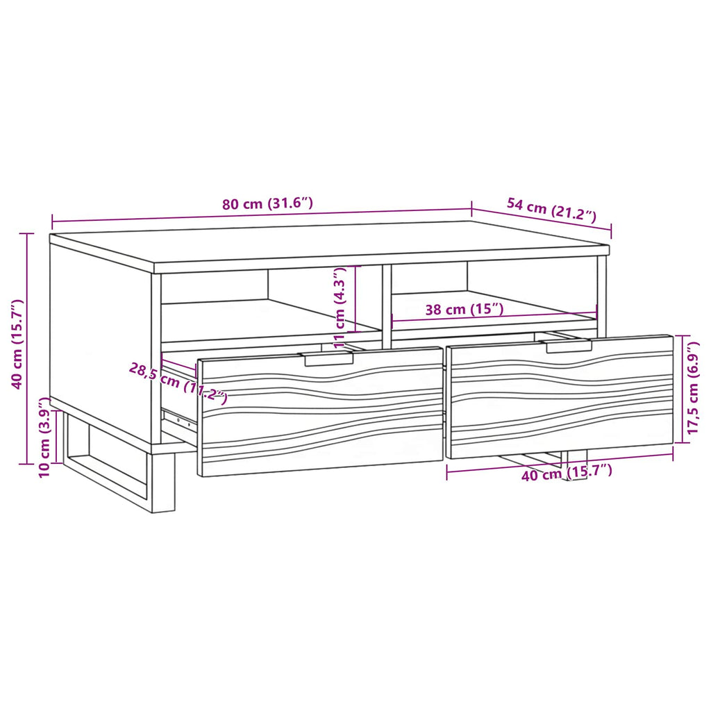 Tavolino da salotto Noce 80 x 54 x 40 cm Legno ingegnerizzato