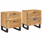 Armadio da Notte con cassetto 2 pcs Naturale 40 x 33 x 46 cm