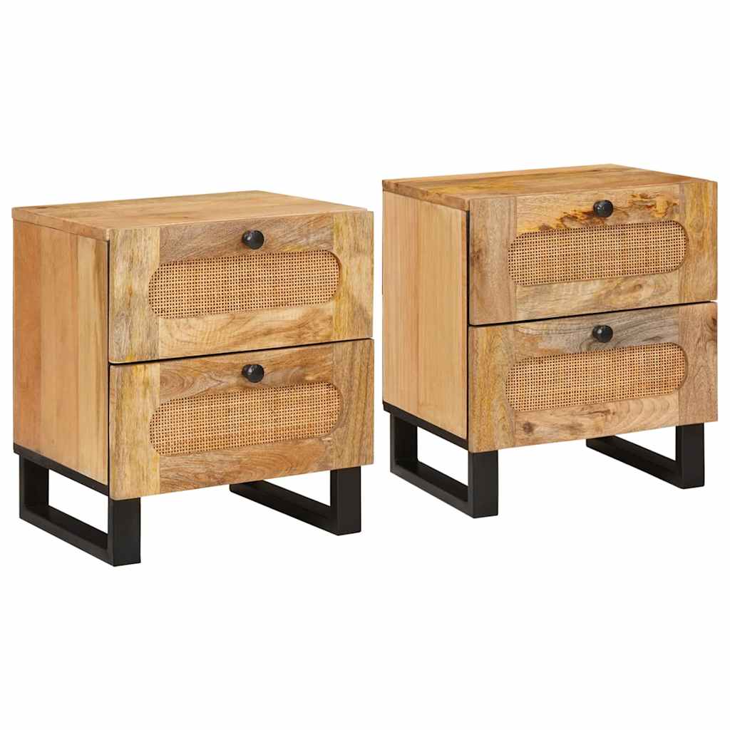 Armadio da Notte con cassetto 2 pcs Naturale 40 x 33 x 46 cm