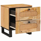 Armadio da Notte con cassetto 2 pcs Naturale 40 x 33 x 46 cm
